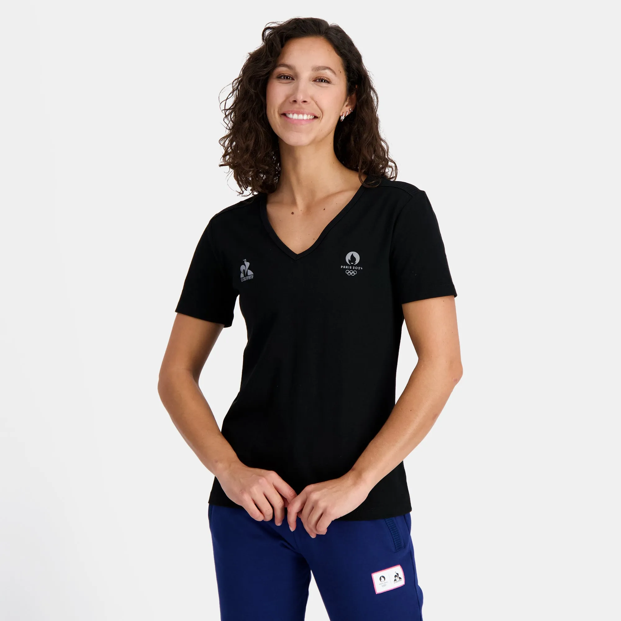 2410392-ESS P24 Tee SS Col V N°1 W black | T-shirt Femme sold by Le Coq Sportif