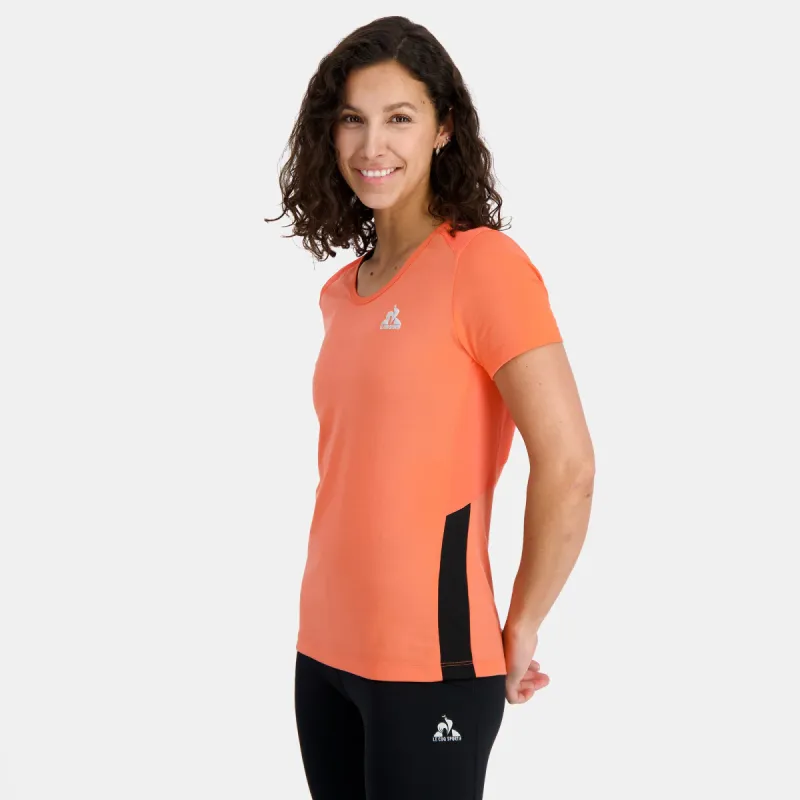 2410234-TRAINING Tee SS N°1 W orange perf/black | T-shirt Femme sold by Le Coq Sportif