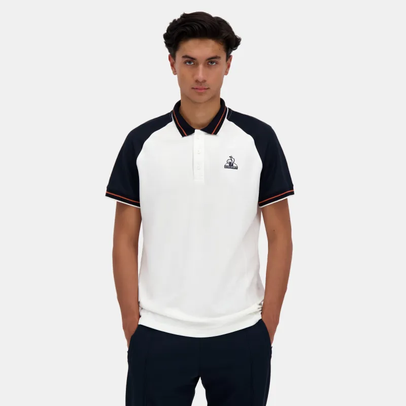 2422232-HERITAGE Polo SS N°2 M marshmallow/sky c | Polo Homme sold by Le Coq Sportif