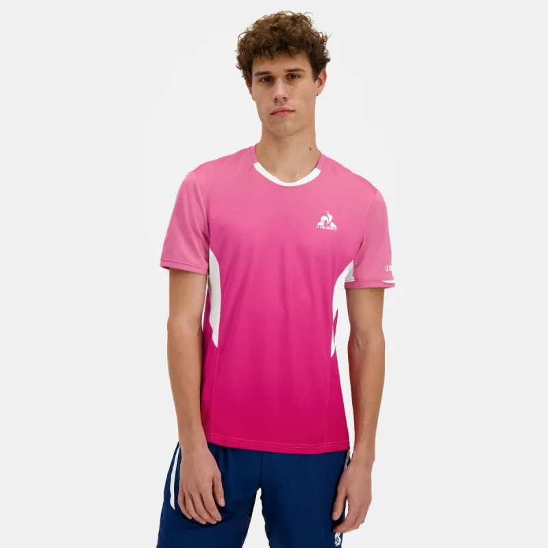 2510165-TENNIS PRO Tee SS 25 N°1 M aurora pink | T-shirt Homme sold by Le Coq Sportif