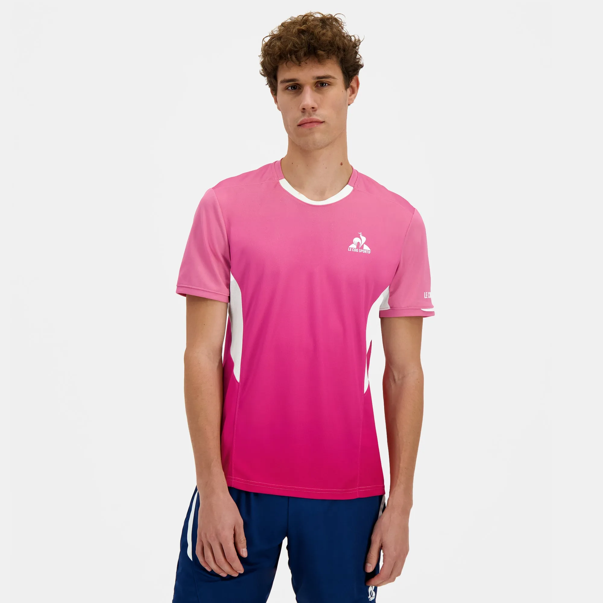 2510165-TENNIS PRO Tee SS 25 N°1 M aurora pink | T-shirt Homme sold by Le Coq Sportif