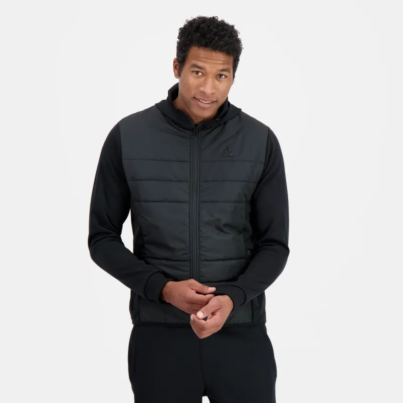 Sweat zippé à capuche hybride déperlant Homme Ton sur ton made by Le Coq Sportif