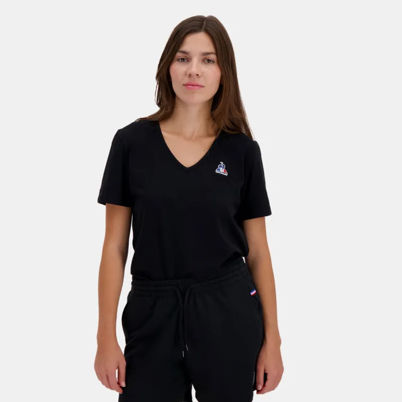 2510062-ESS Tee SS Col V N°1 W black | T-shirt Femme sold by Le Coq Sportif