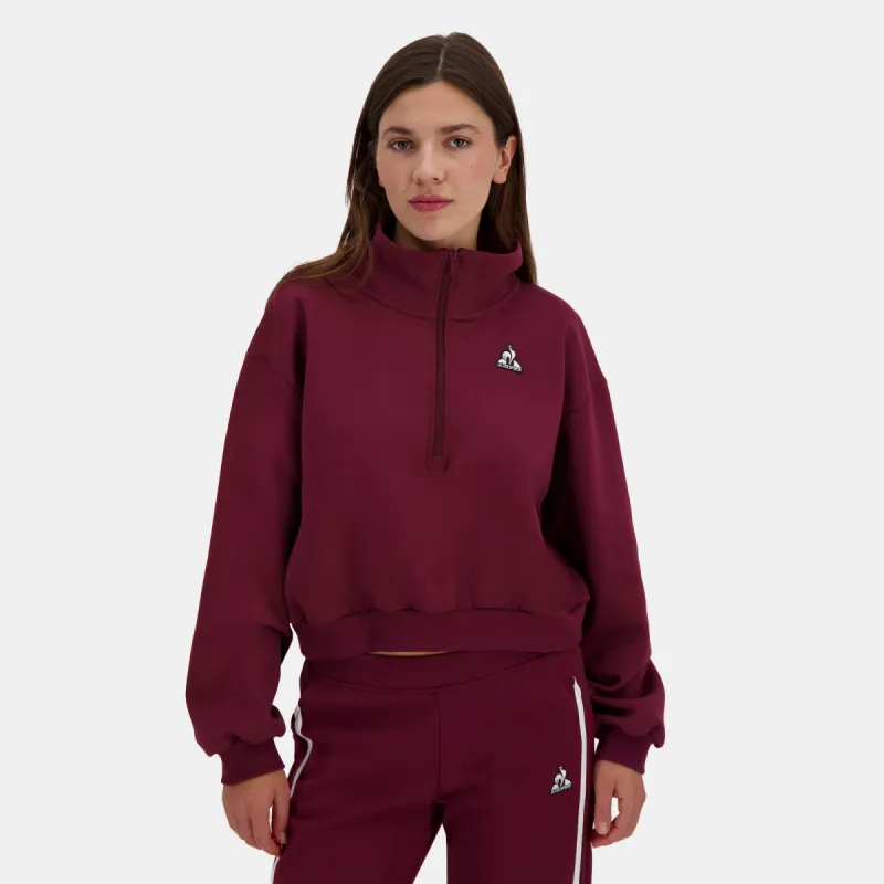 2510602-HERITAGE LF Halfzip N°1 W maroon banner | Sweat Femme sold by Le Coq Sportif