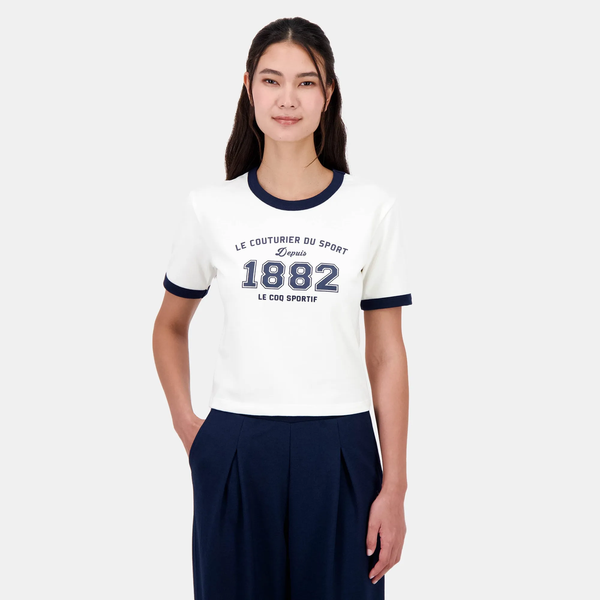2511005-SMU HERITAGE Tee Crop N°1 W marshmallow | T-shirt Femme sold by Le Coq Sportif