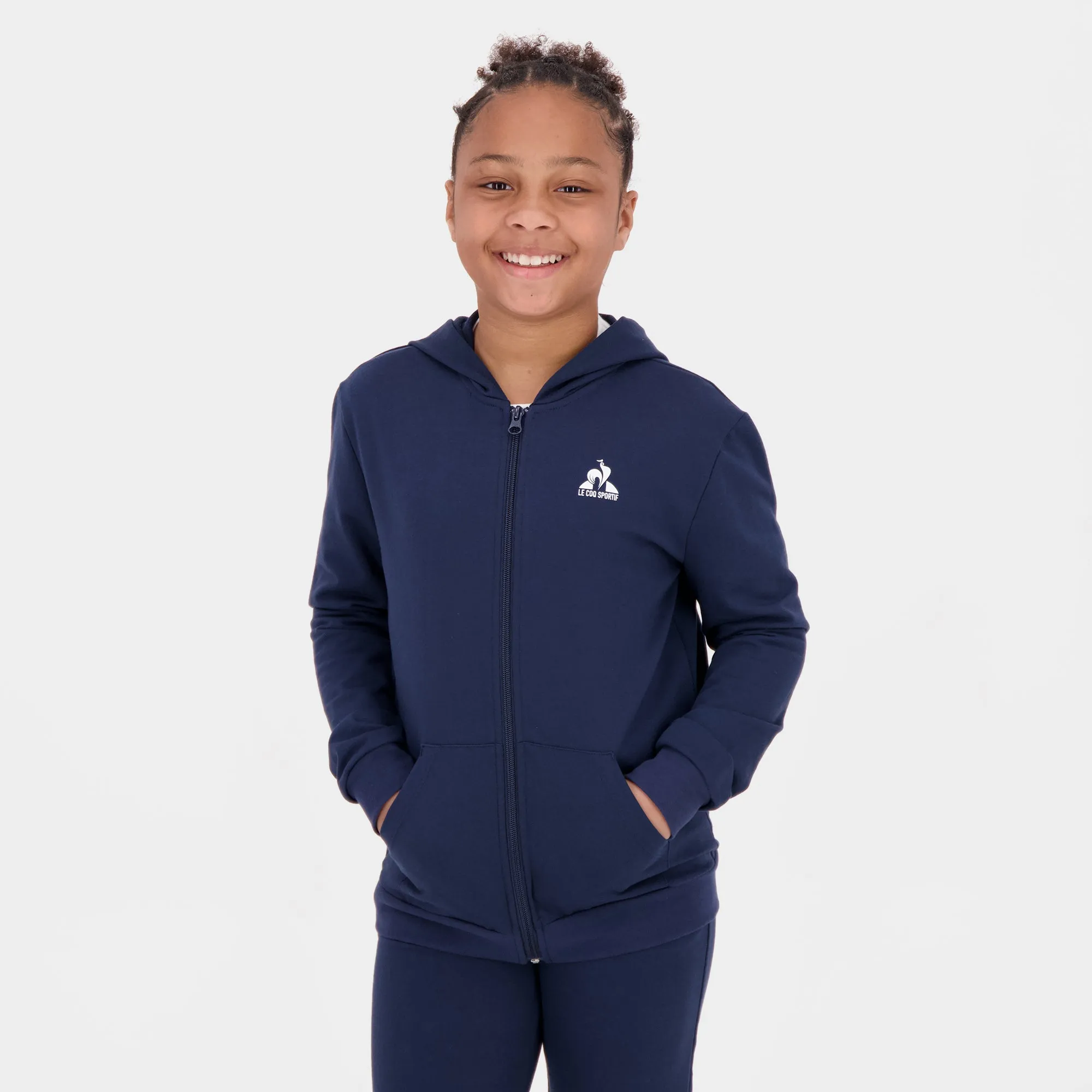 2520445-ESS FZ Hoody N°1 Enfant blue light | Sweat zippé à capuche Enfant sold by Le Coq Sportif product image thumbnail 4