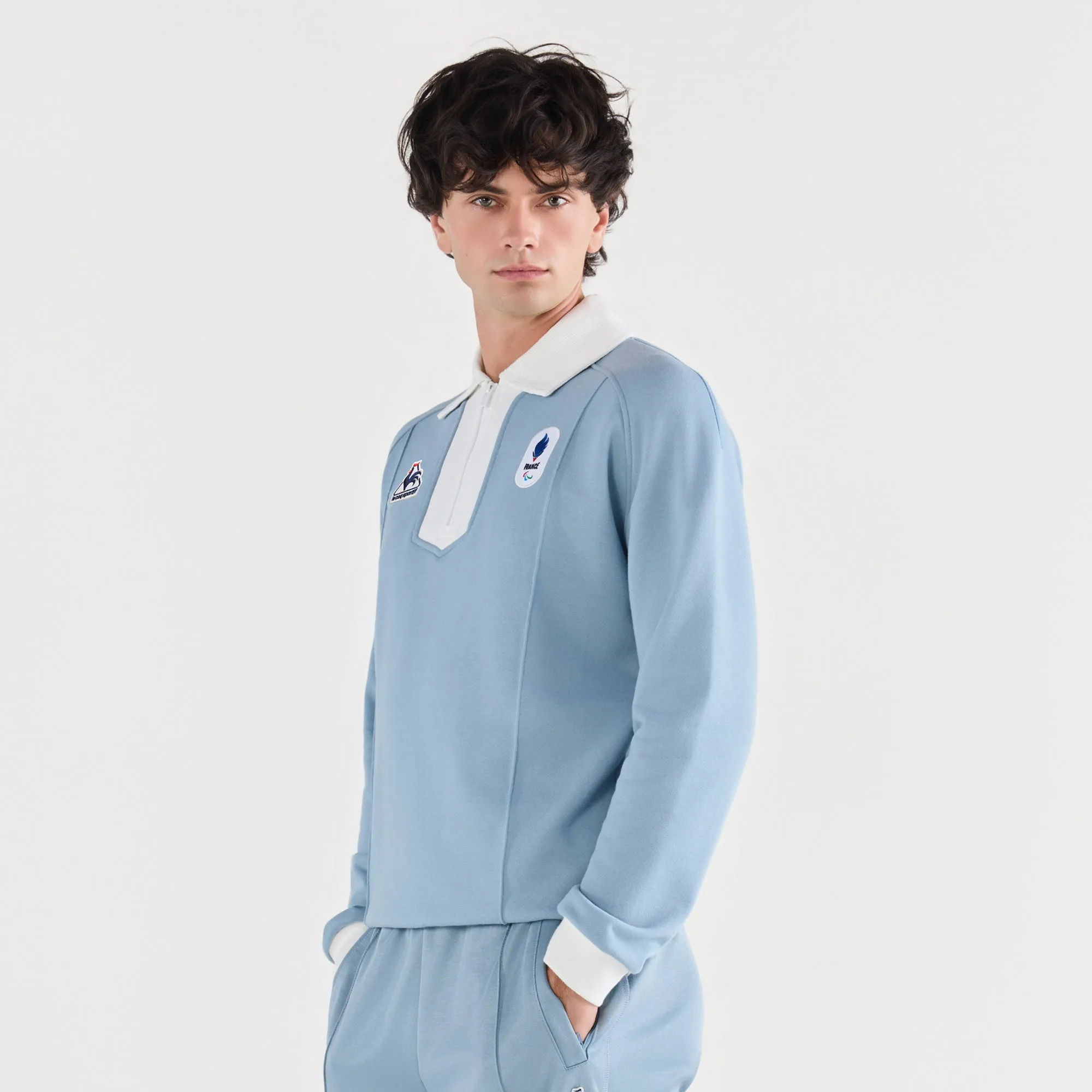 2610215-EFRP 26 Sweat N°1 M ashley blue/marshmal | Sweat rétro paralympique col zippé Homme sold by Le Coq Sportif product image thumbnail 3