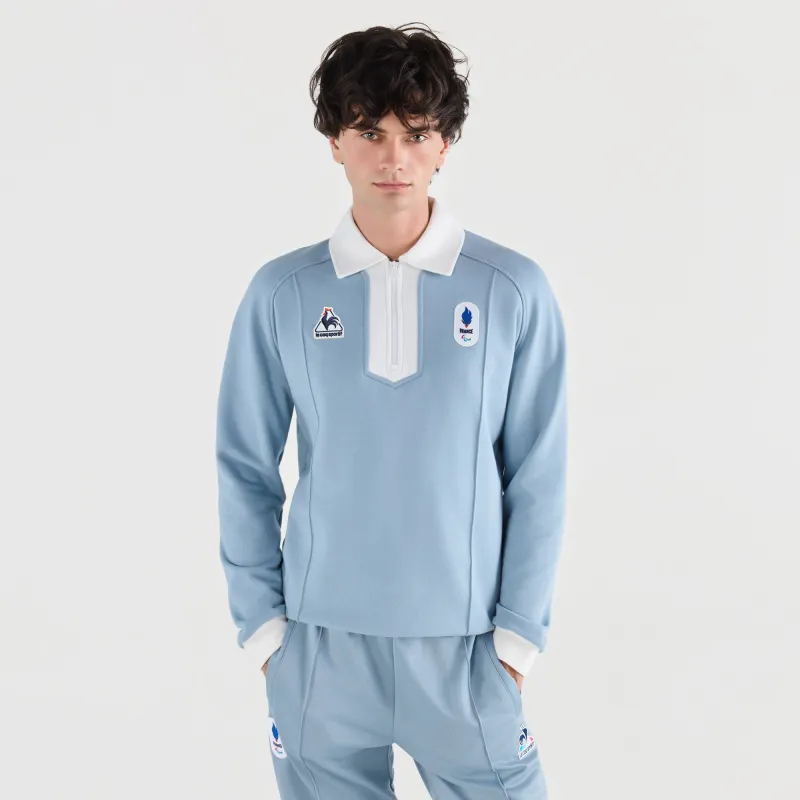 2610215-EFRP 26 Sweat N°1 M ashley blue/marshmal | Sweat rétro paralympique col zippé Homme sold by Le Coq Sportif