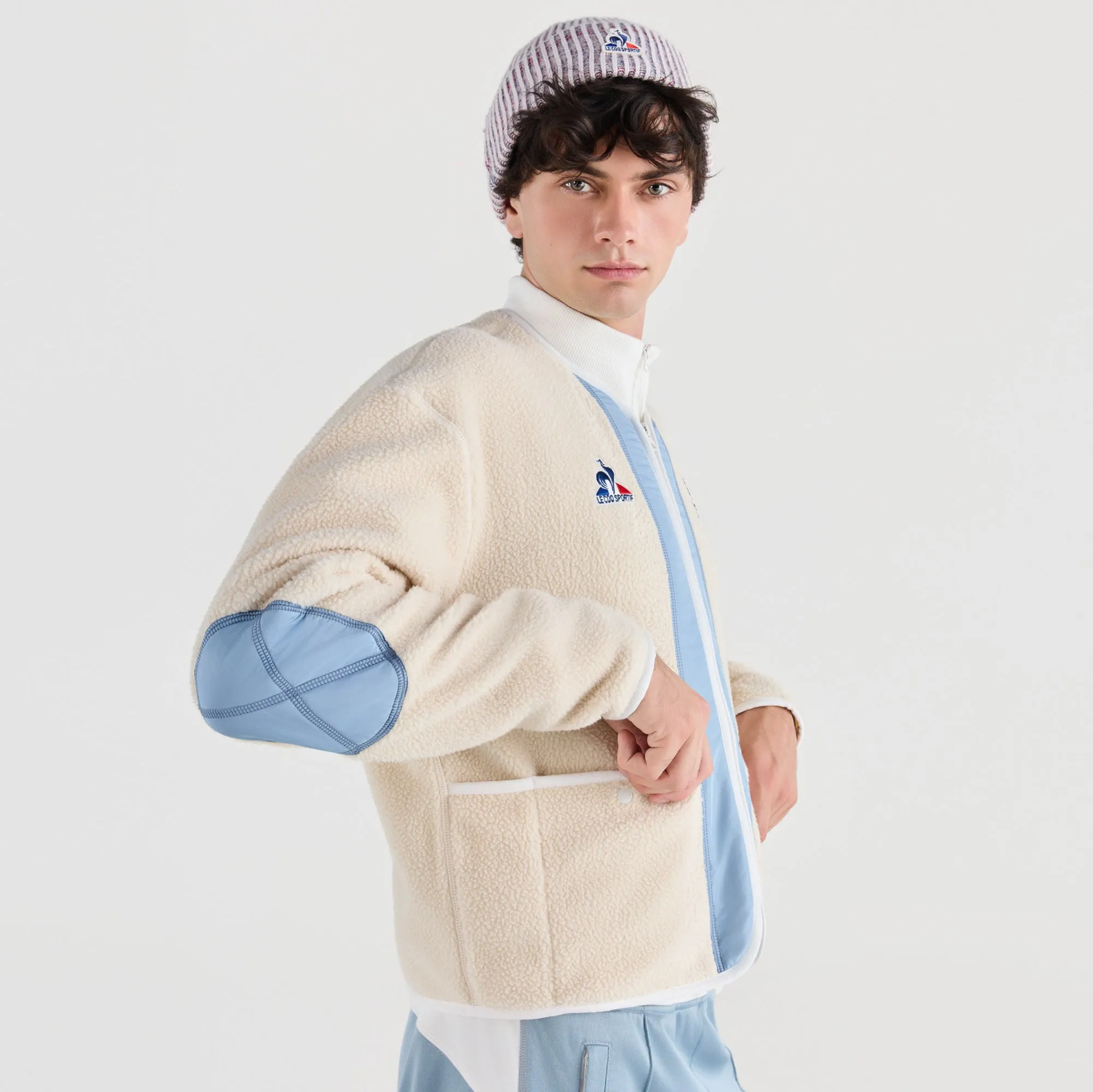 2610166-EFRO 26 Veste Zippée Sherpa N°1 M beige | Veste zippée sherpa en polaire coupe loose Unisexe sold by Le Coq Sportif product image thumbnail 5