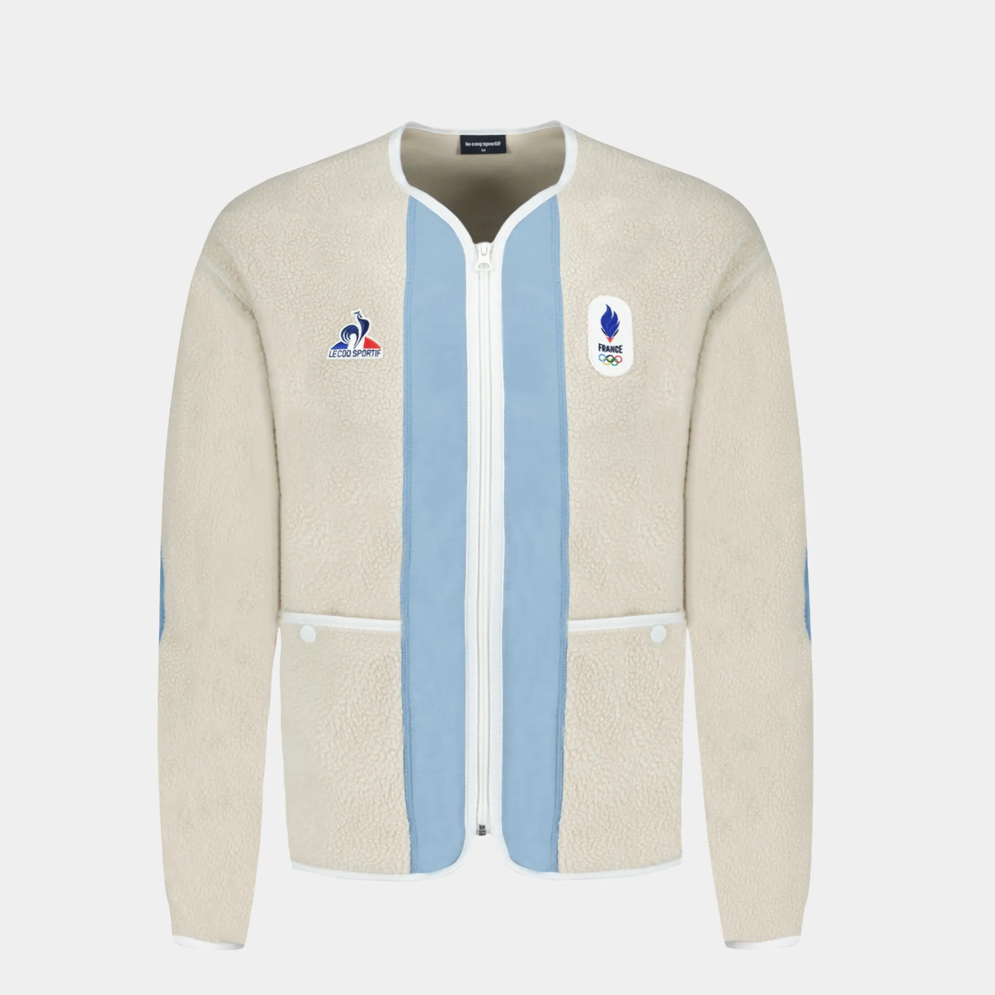 2610166-EFRO 26 Veste Zippée Sherpa N°1 M beige | Veste zippée sherpa en polaire coupe loose Unisexe sold by Le Coq Sportif product image thumbnail 2