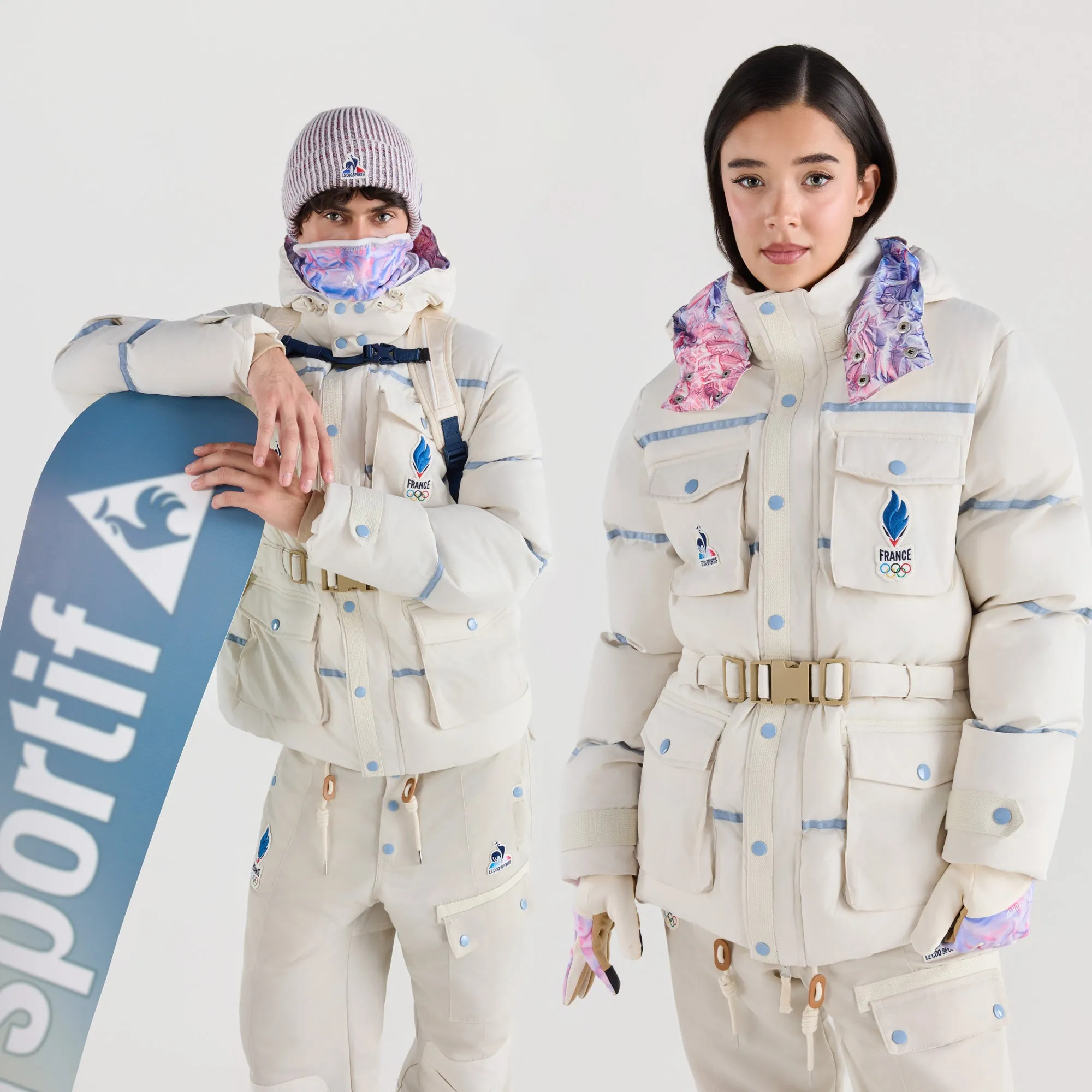 Doudoune saharienne à capuche chaude et déperlante et doublure impression Montagne JO Milano-Cortina sold by Le Coq Sportif