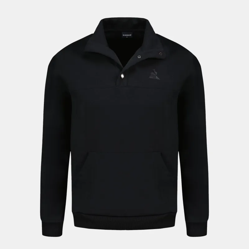 Sweatshirt boutonné Essentiel double face avec logo brodé ton sur ton made by Le Coq Sportif