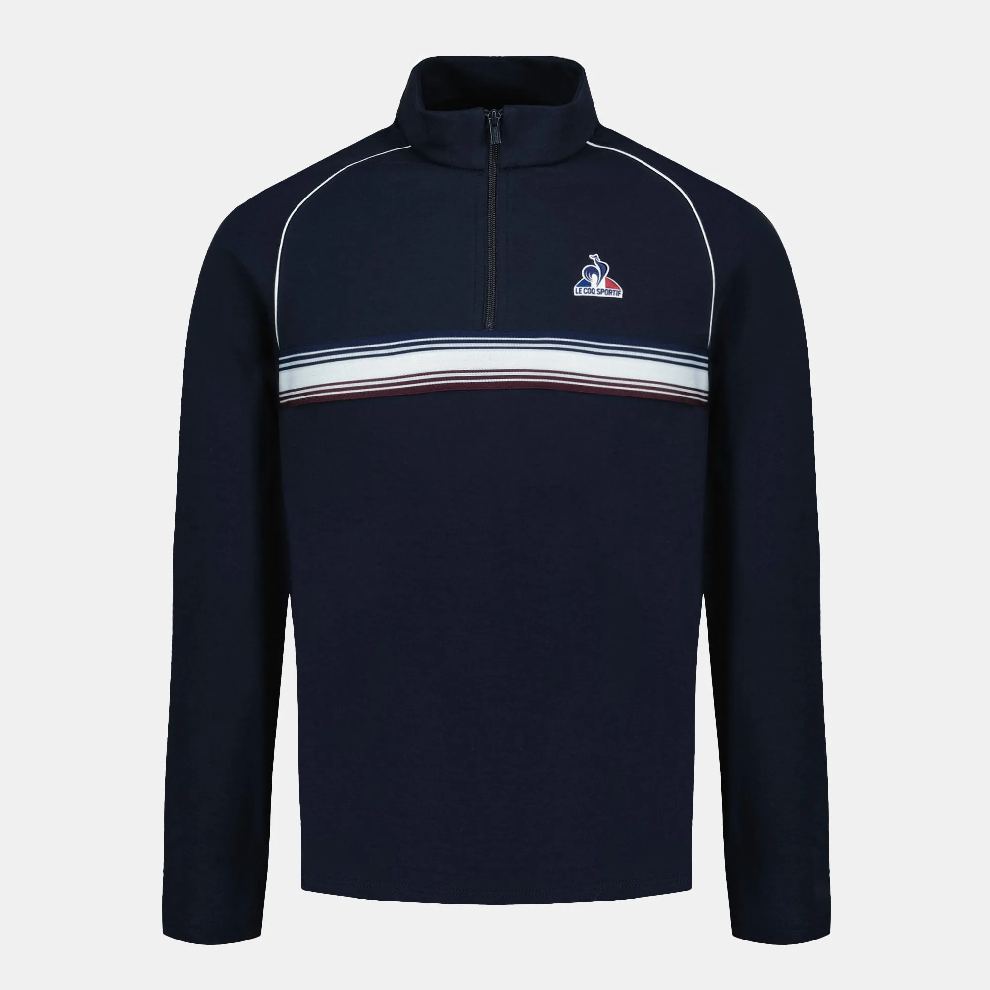 Sweat double face demi zippé et empiècement rayé sold by Le Coq Sportif