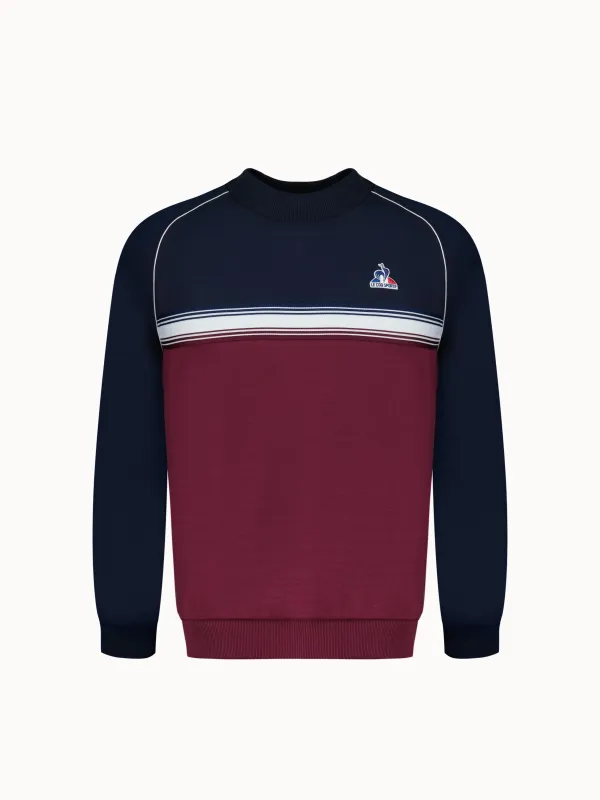 Sweat double face bicolore à col montant et empiècement rayé made by Le Coq Sportif