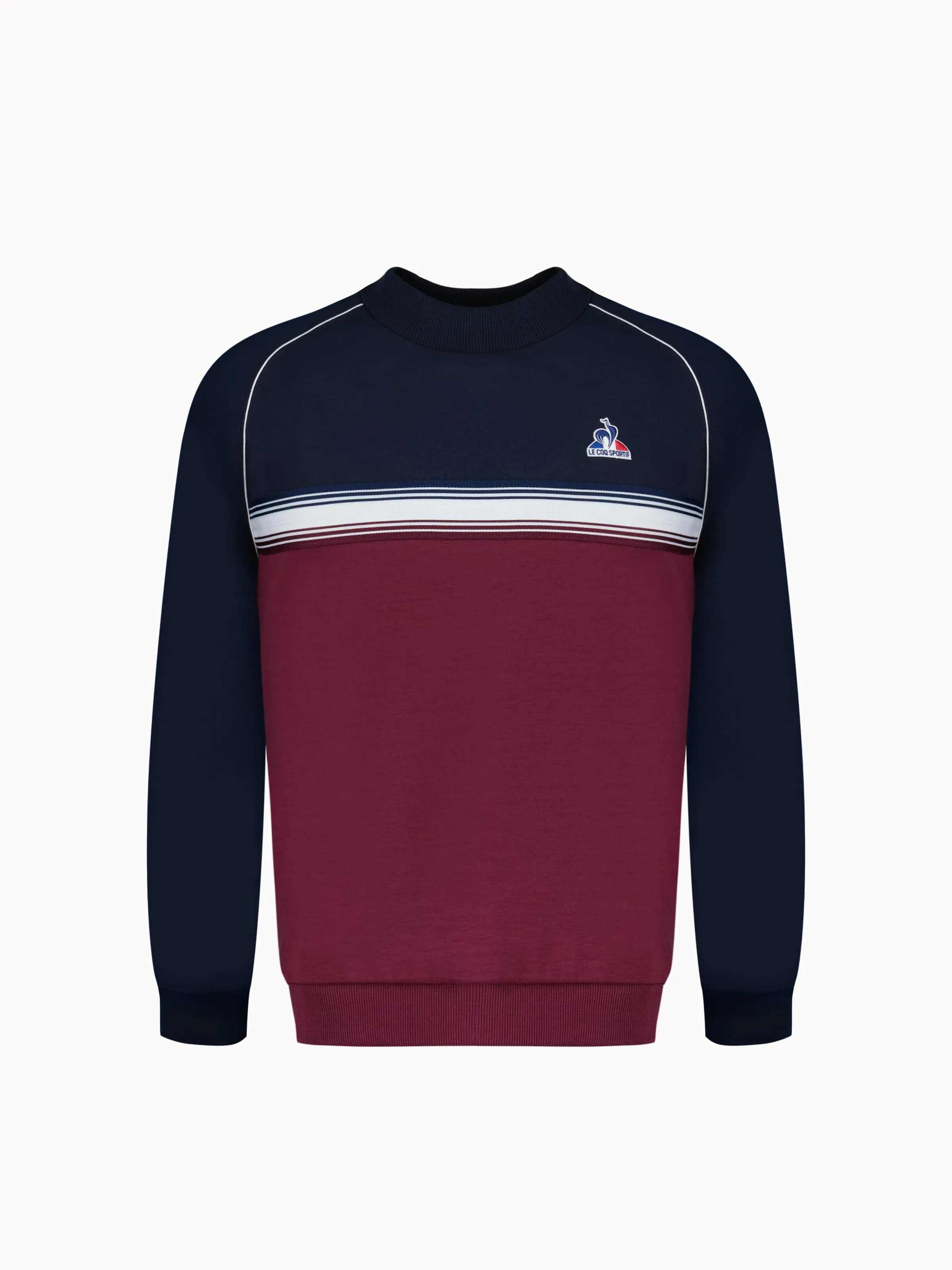 Sweat double face bicolore à col montant et empiècement rayé sold by Le Coq Sportif