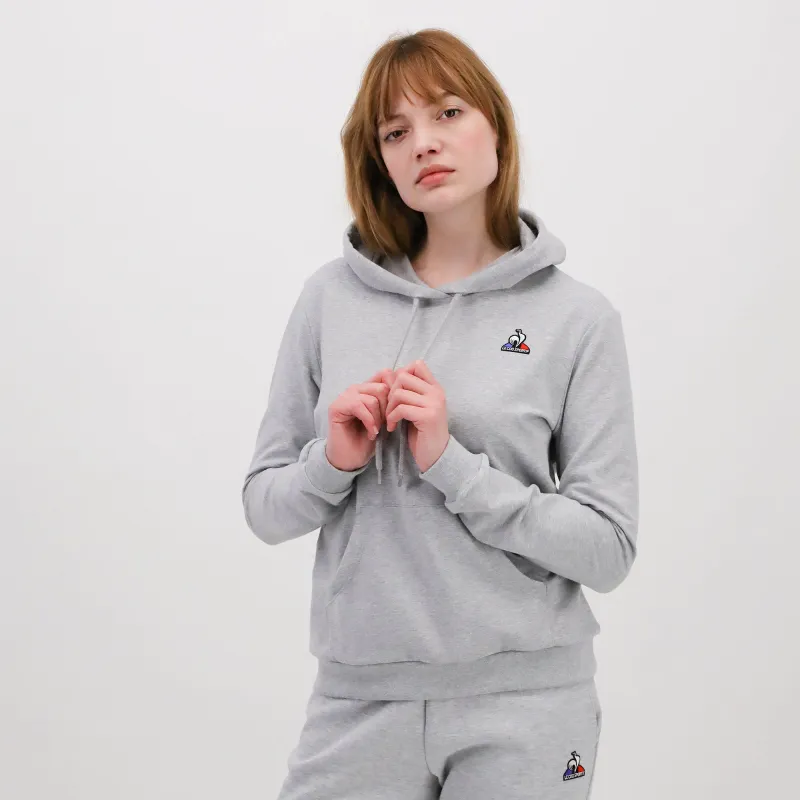 2210515-ESS Hoody N°1 W gris chiné clair | Sweat à capuche Femme made by Le Coq Sportif