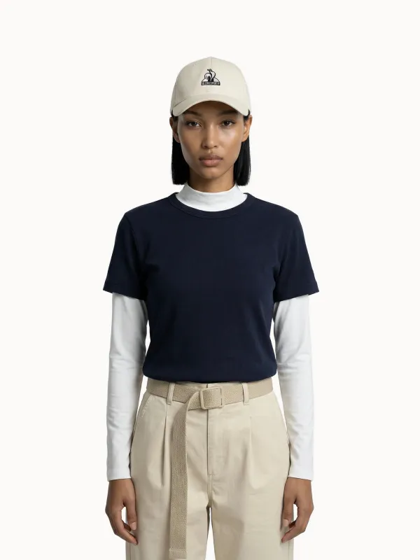 T-shirt crop Essentiel en jersey côtelé made by Le Coq Sportif