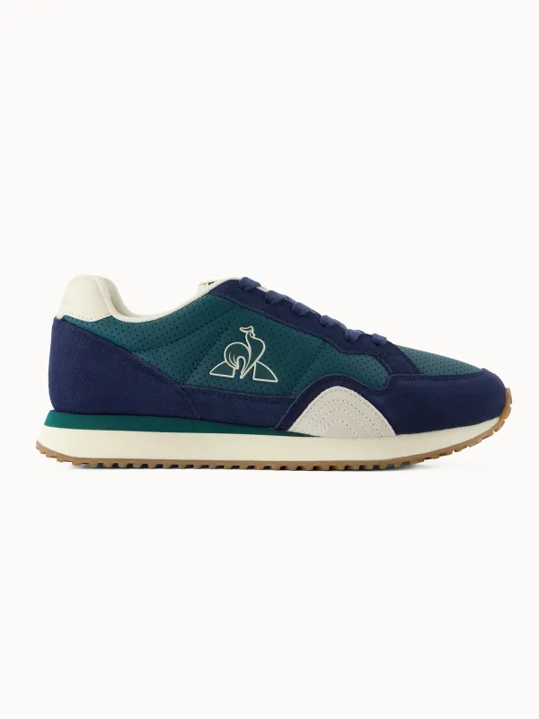 Sneakers rétro-running en cuir perforé et suede Jet Star made by Le Coq Sportif