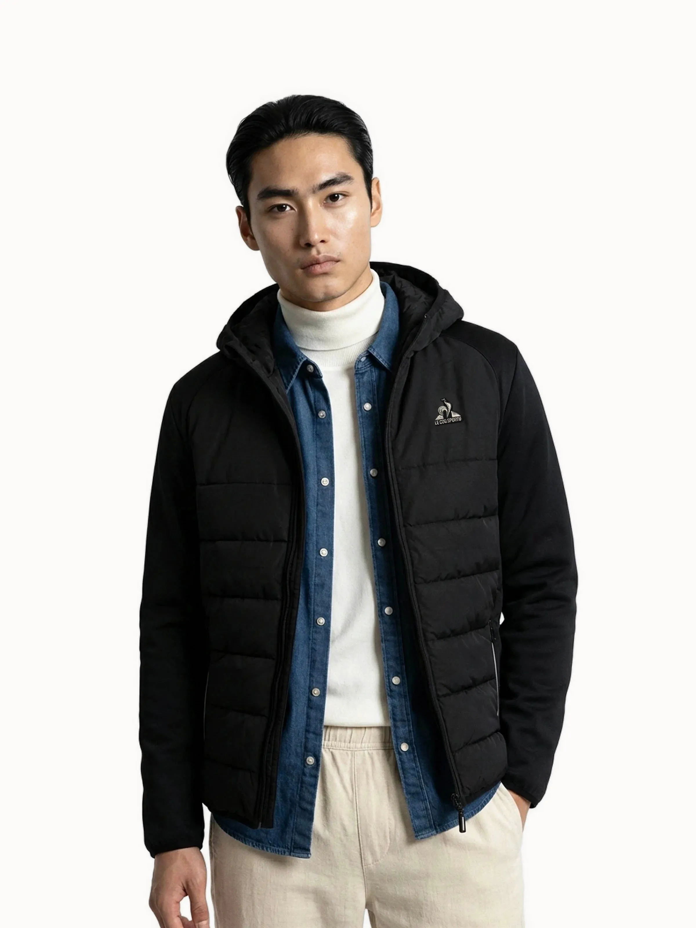 Veste zippée à capuche matelassée bi-matière sold by Le Coq Sportif