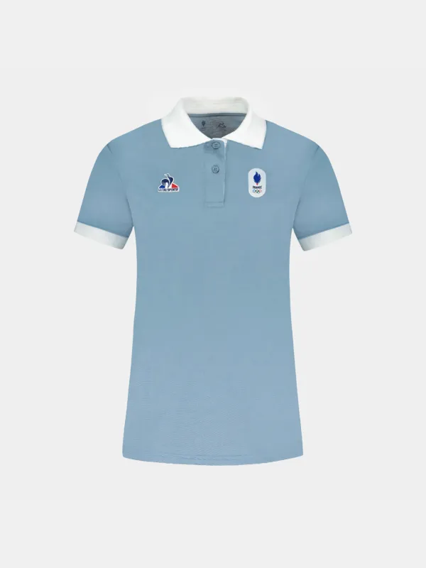 Polo Équipe de France Olympique 2026 en jersey technique made by Le Coq Sportif
