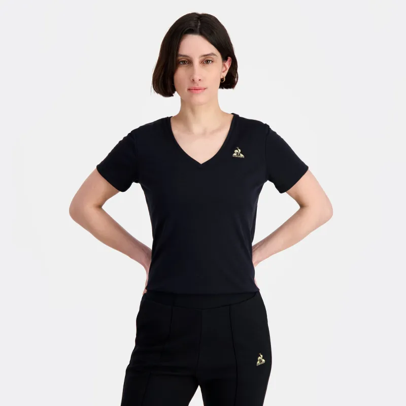 2310691-COQ D'OR Tee SS N°1 W black | T-shirt Femme en interlock lyocell/coton sold by Le Coq Sportif