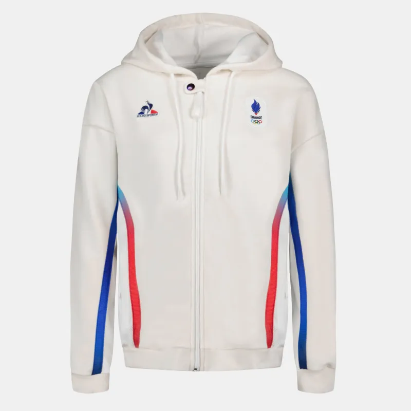 2421355-EFRO 24 FZ Hoody DOT W écru | Veste à capuche officielle Équipe de France Femme made by Le Coq Sportif