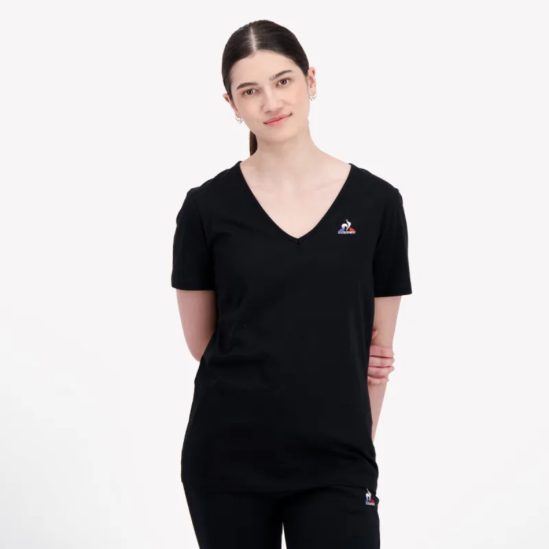 2220568-ESS Tee SS Col V N°1 W black | T-shirt Femme sold by Le Coq Sportif