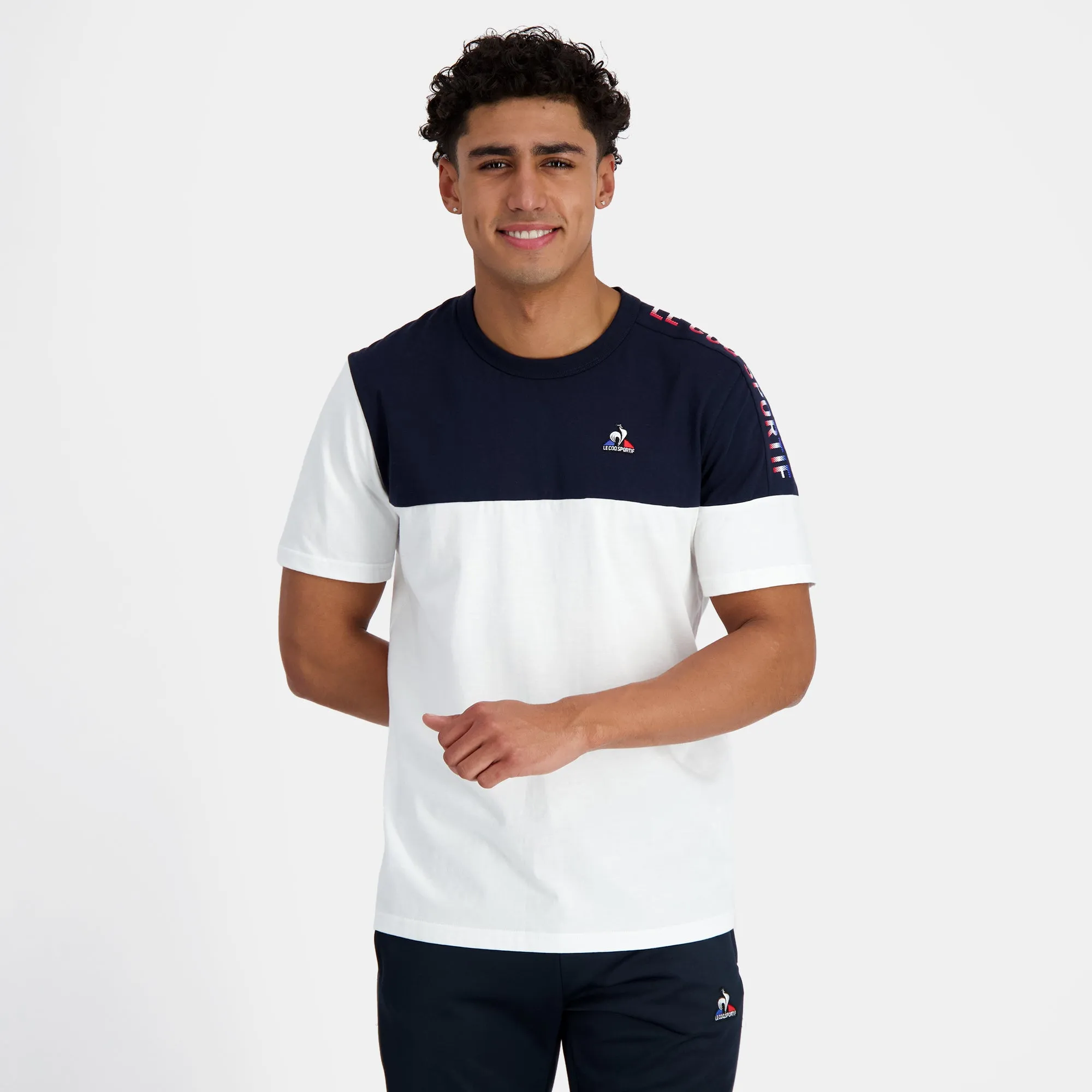 2410203-TRI Tee SS N°2 M new optical white/bleu | T-shirt Unisexe sold by Le Coq Sportif