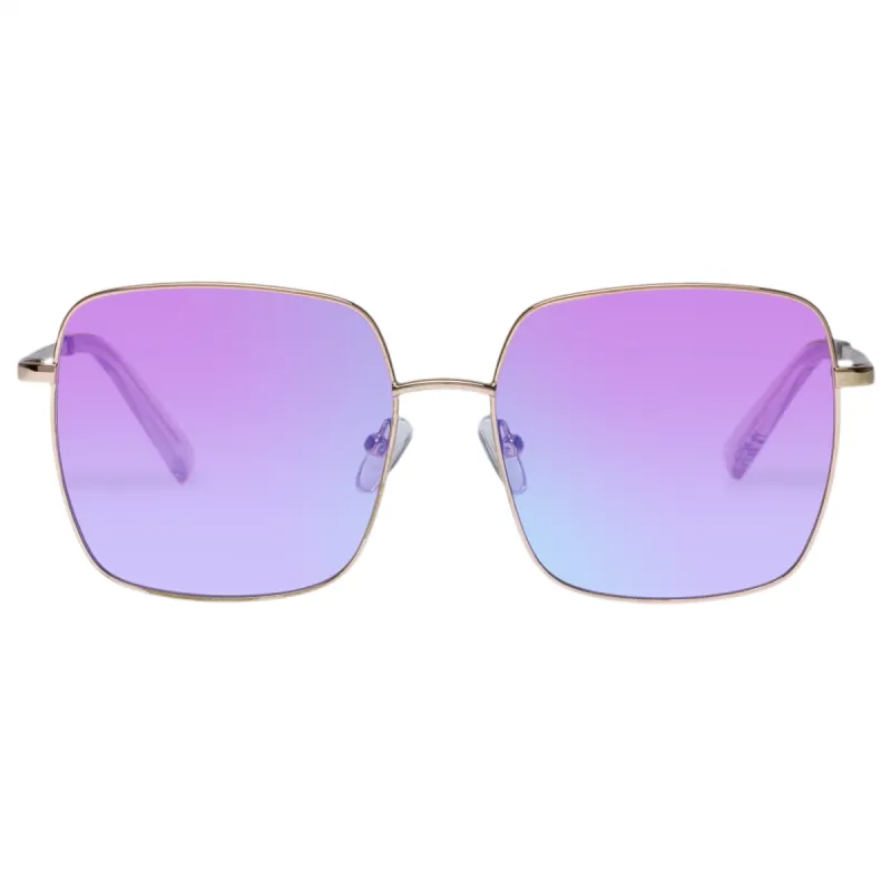 THE CHERISHED | BRIGHT GOLD PINK GRAD BLUE FLASH MIRROR sold by Le Specs