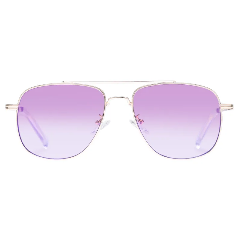 THE CHARMER | BRIGHT GOLD PINK GRAD BLUE FLASH MIRROR sold by Le Specs