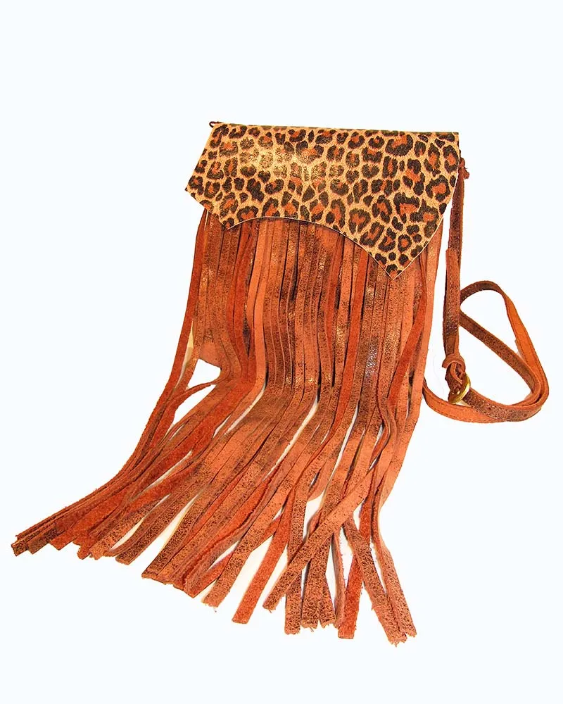 *Leopard Print Asymmetrical Fringe Crossbody Bag sold by Leatherock