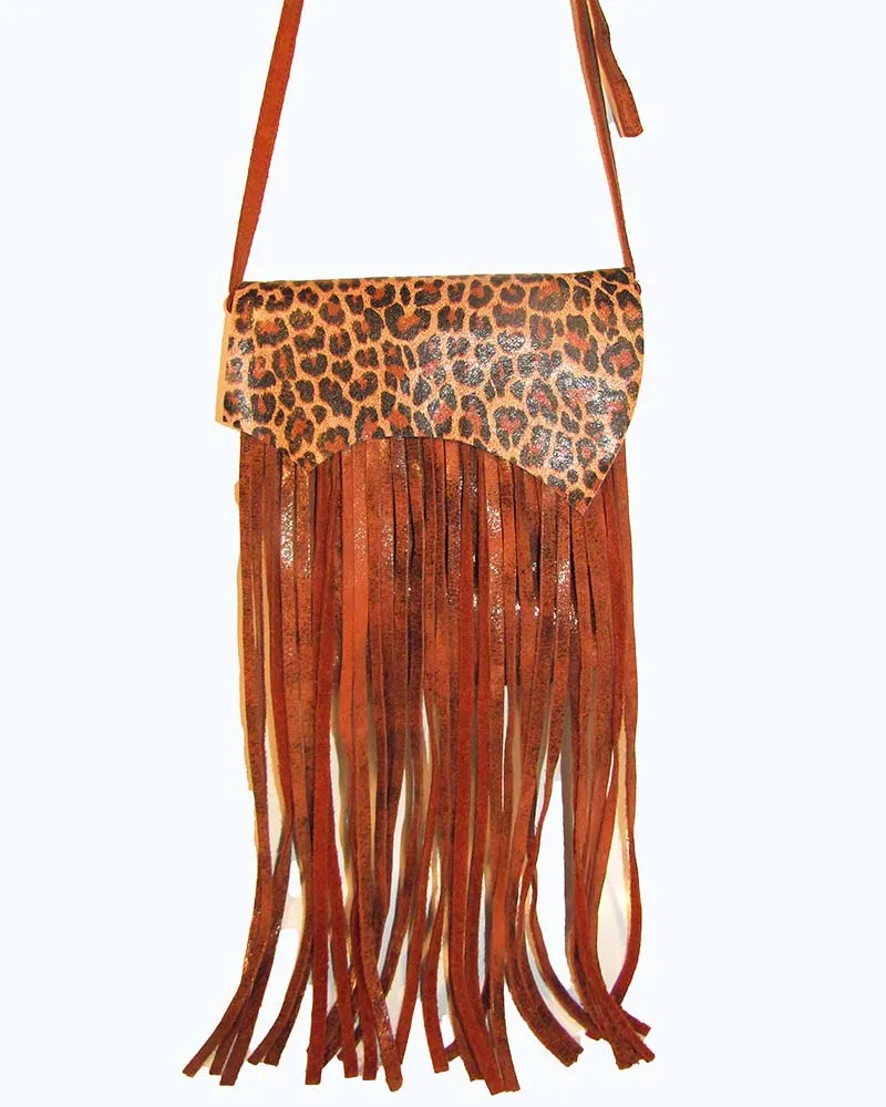 *Leopard Print Asymmetrical Fringe Crossbody Bag sold by Leatherock product image thumbnail 2