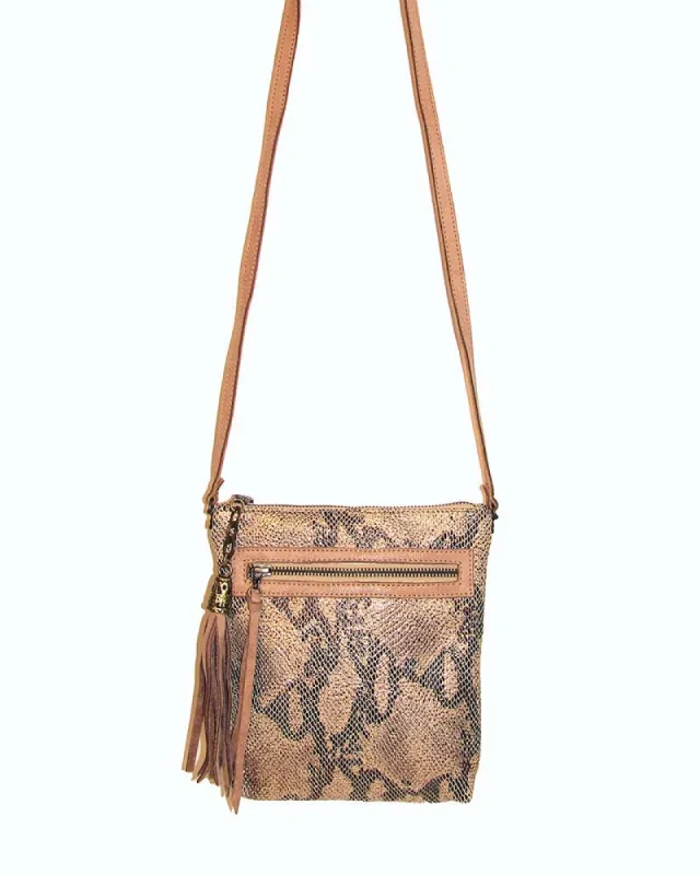 Metallic Snake-Effect Crossbody Bag sold by Leatherock