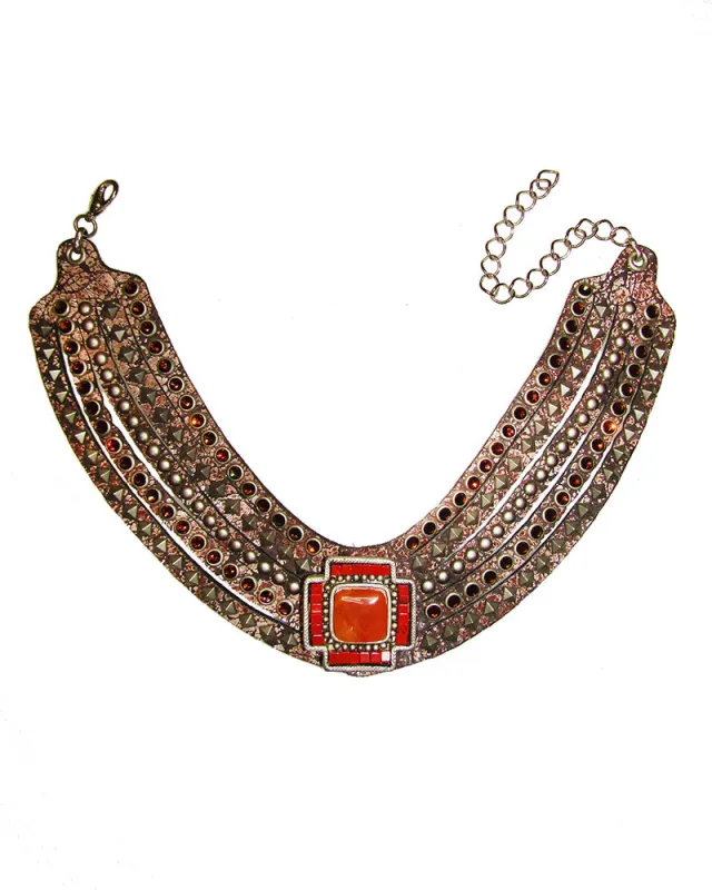 La Cruz Bib Necklace made by Leatherock