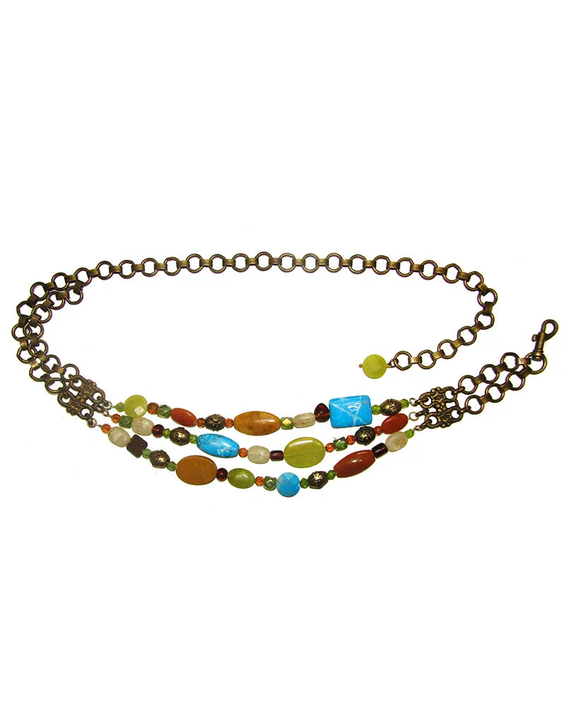 Vintage Multicolor Beaded Chain Belt sold by Leatherock product image thumbnail 2