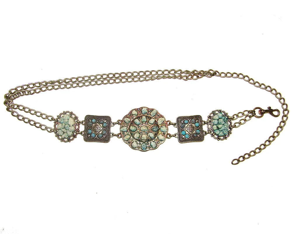 Vintage Turquoise Chain Belt sold by Leatherock