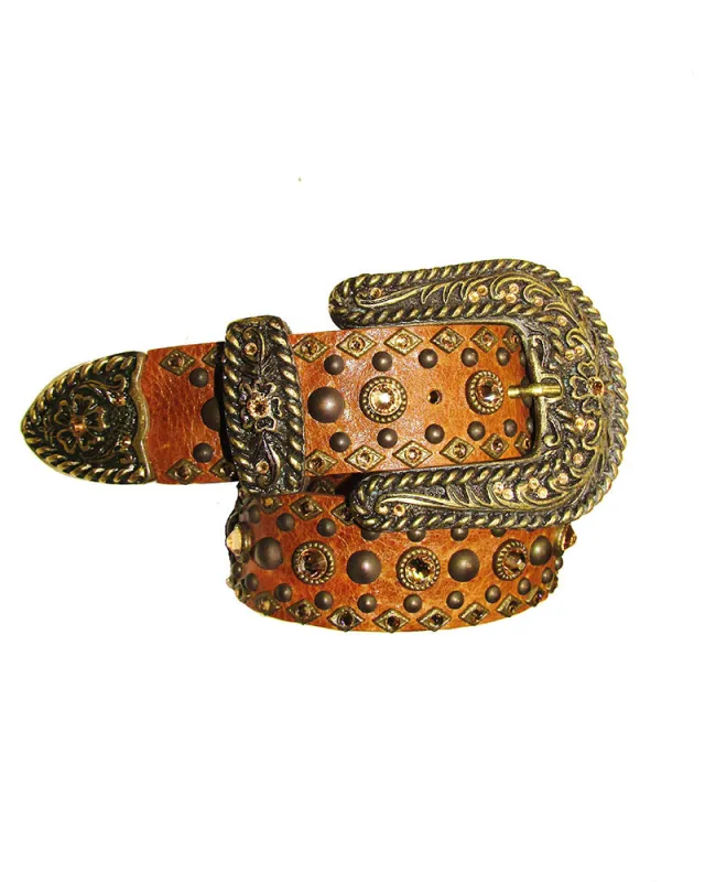 *Western Crystal and Diamond stud Belt made by Leatherock