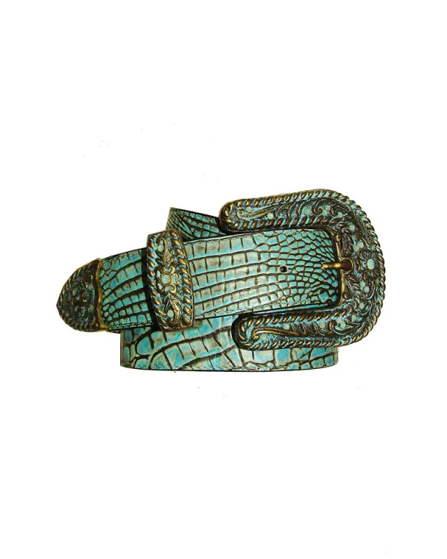 *Western Aqua Croco print Belt sold by Leatherock