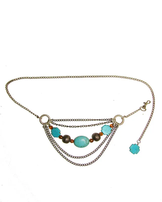 Vintage Turquoise swag Chain Belt sold by Leatherock