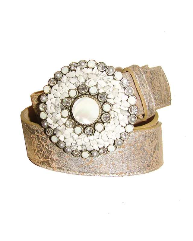 *White Howlite Medallion Buckle Jean Belt sold by Leatherock