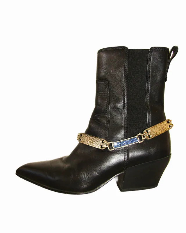 Hammered Metal chain Boot Belt sold by Leatherock