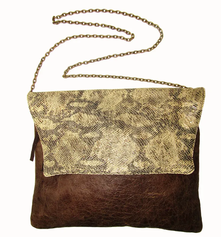 *Metallic Snake print Envelope Bag sold by Leatherock