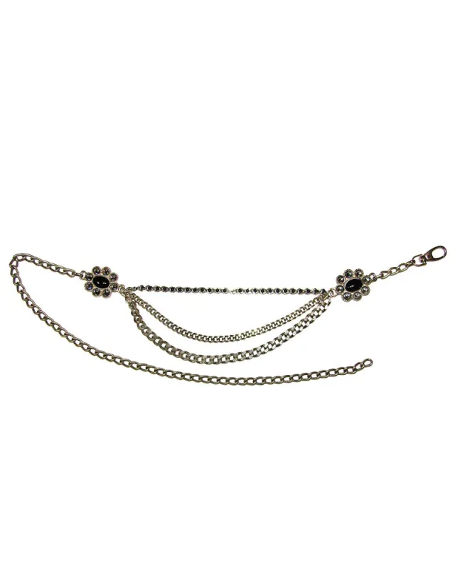 Silver Flower Swag Chain Belt made by Leatherock