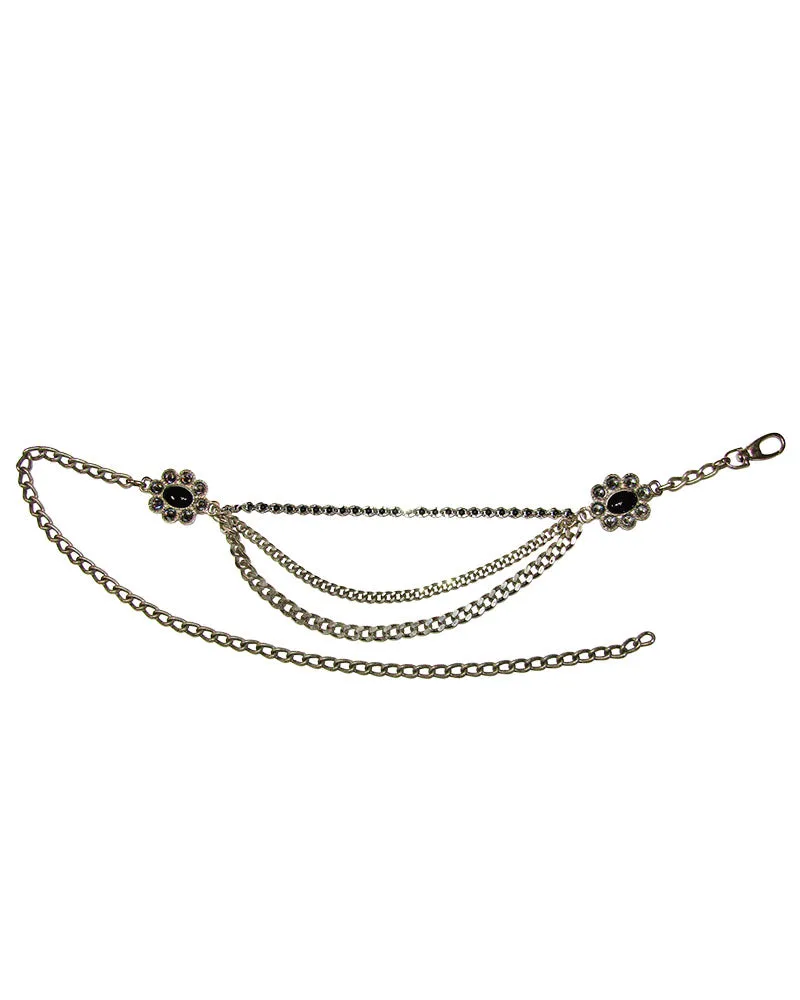 Silver Flower Swag Chain Belt sold by Leatherock