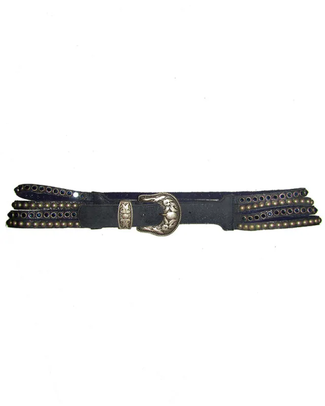 *Crystal and Stud 4 Strand Hip Belt made by Leatherock