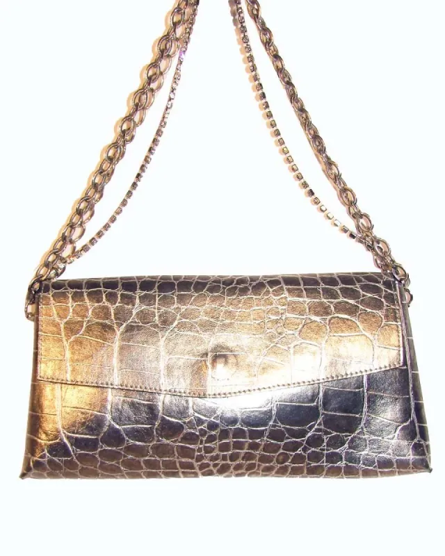 *Vintage Silver Croc-effect shoulder bag sold by Leatherock
