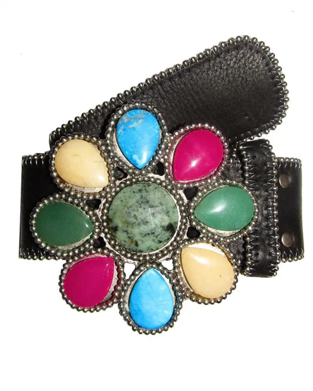 Flower Power Contour Belt sold by Leatherock