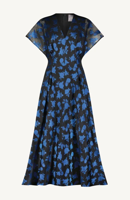 Floral Fil Coupe V-Neck A-line Dress sold by Lela Rose