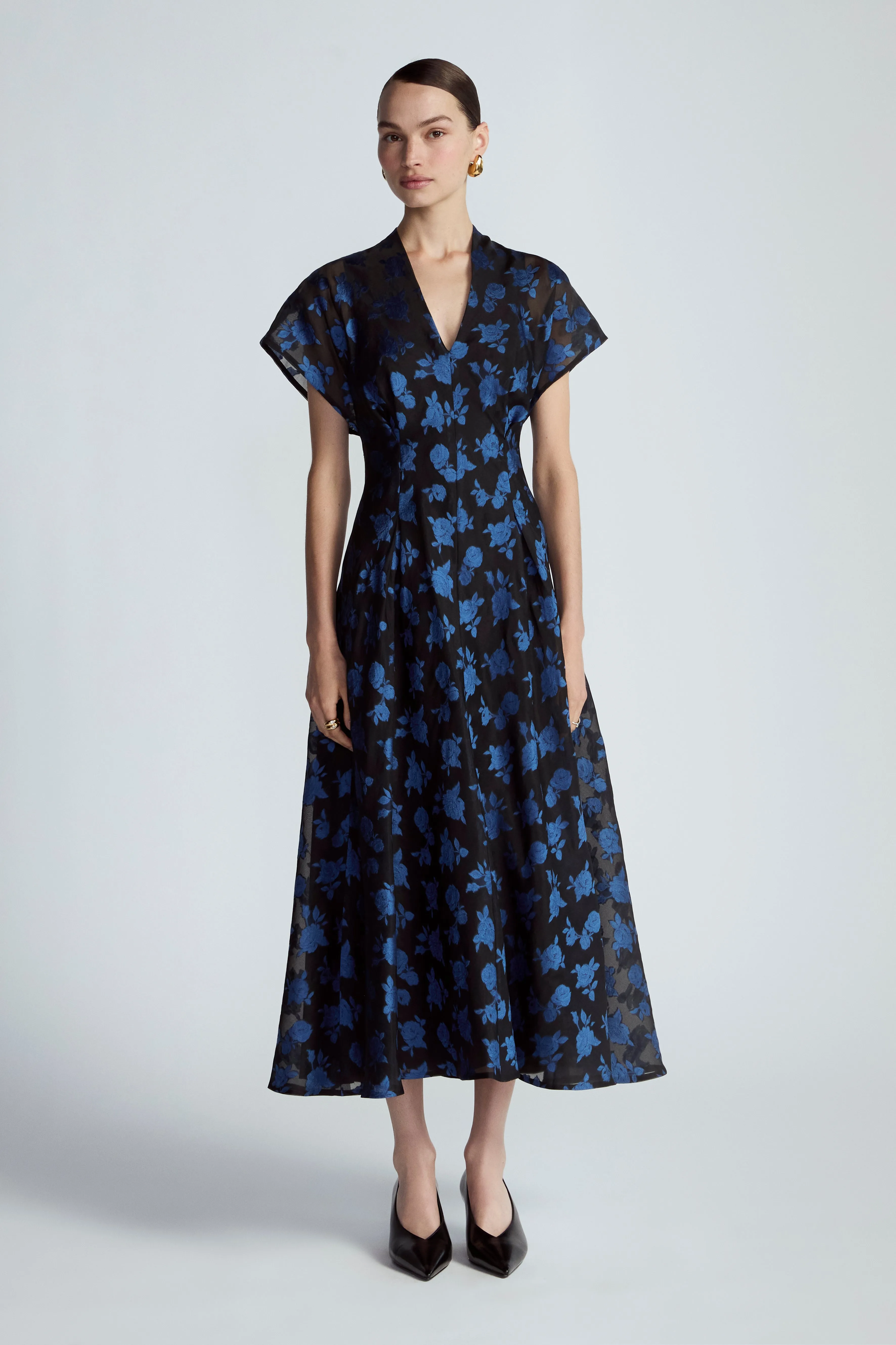 Floral Fil Coupe V-Neck A-line Dress sold by Lela Rose product image thumbnail 2