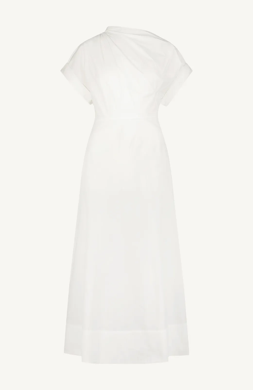Cotton Poplin Short Sleeve Draped Shoulder Midi Dress sold by Lela Rose